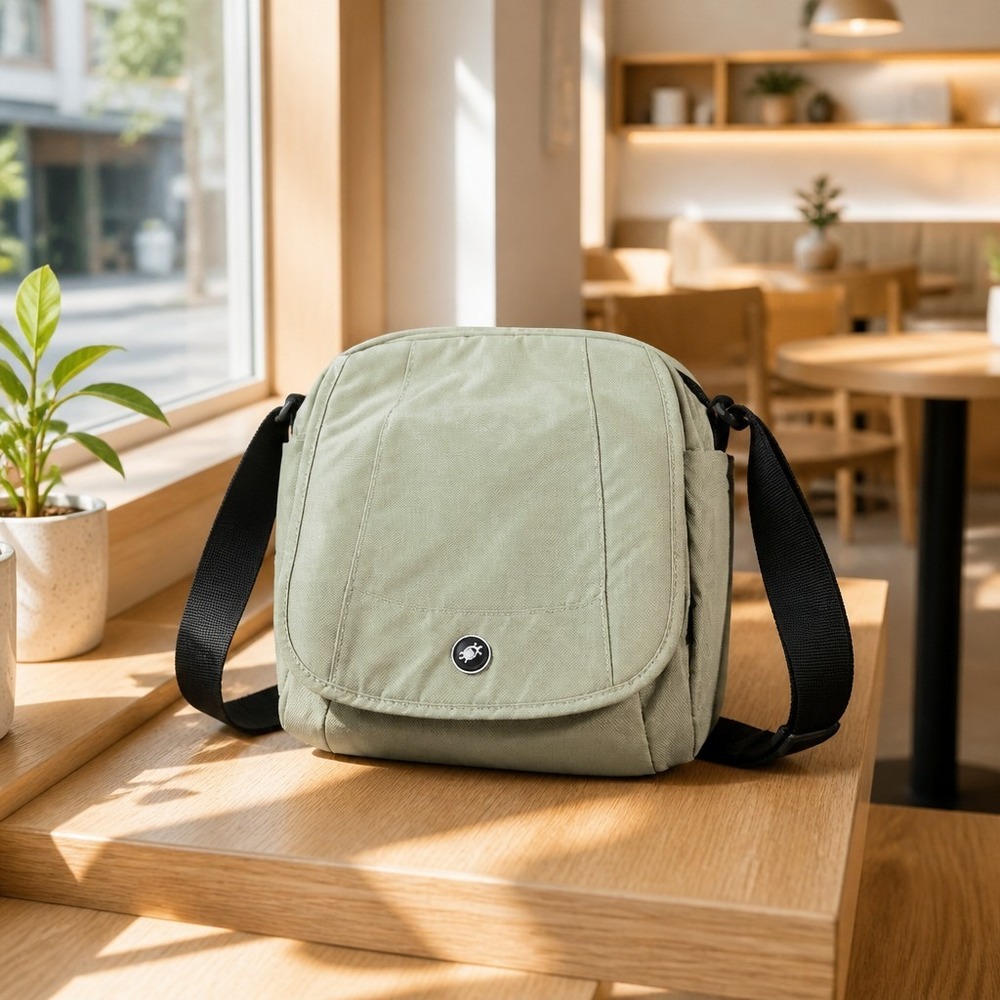 Pacsafe Anti-Theft Sage Green Crossbody Messenger Bag